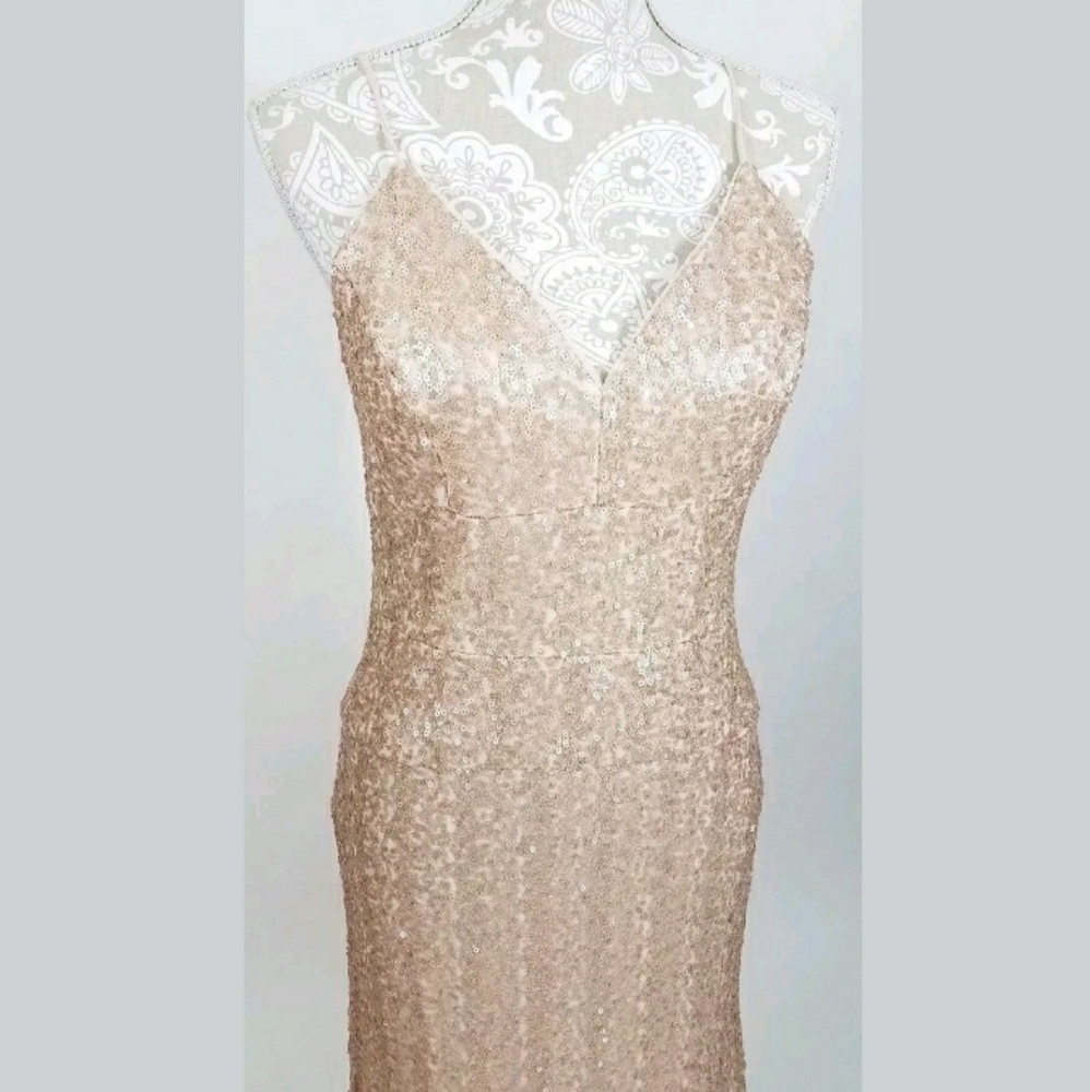 Nicole Miller New York sequin gown blush size 10 - Picture 2 of 8